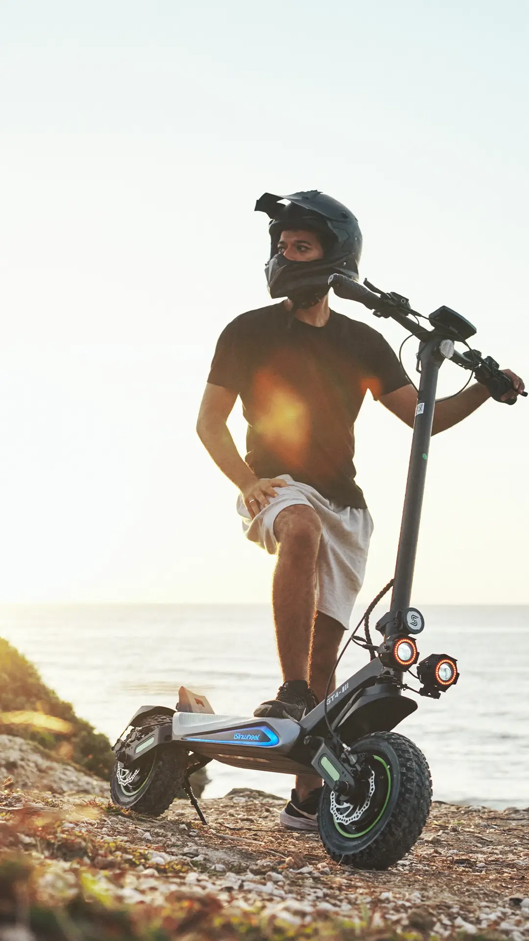 isinwheel rider in an outdoor mobility scene.